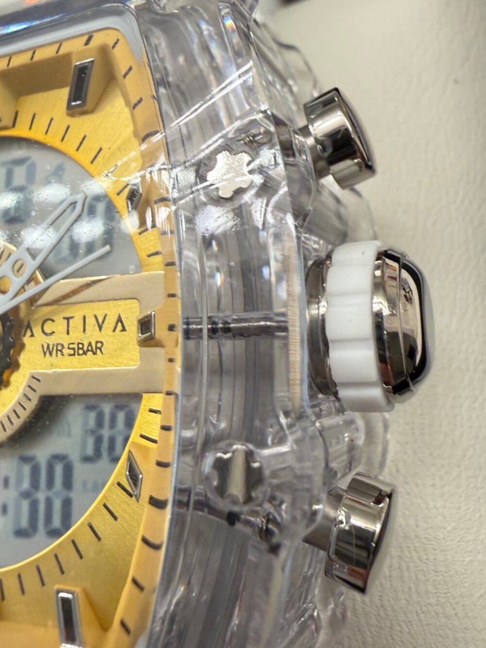 $179 Activa X Invicta Mens White Gold 44.3mm Anlog Digital Chronograph Watch NIB - Picture 3 of 11